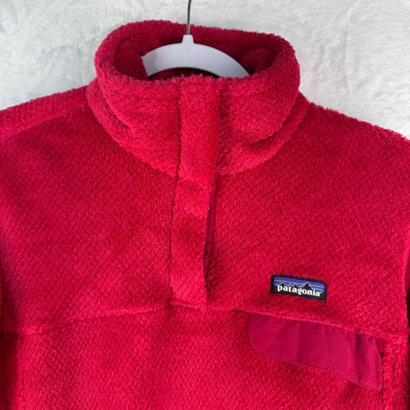 Patagonia Womens Re-Tool Snap-T Fleece Pullover Red Polartec Jacket Medium 25442 - Picture 2 of 6